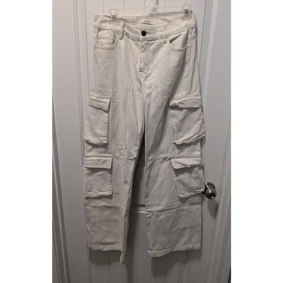 PacSun Women's Relaxed Fit Midrise 90s Baggy Cargo Pants Vanilla White Size 24 - Picture 1 of 6